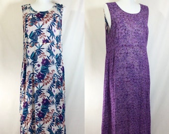 1990s Reversible Floral Silk/Rayon Crepe Sheath Dress size M