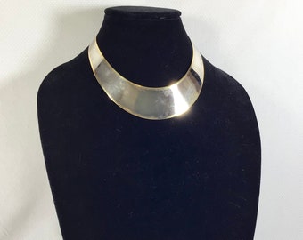 1990s Silver and Brass Tapered Statement Choker