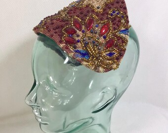 Vintage Bendable Beaded Paisley Tapestry Fascinator