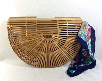 1950s Japanese Bamboo Boho Cage Purse