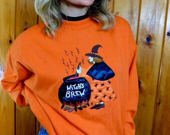 1990s Witches Brew Oversized Crew Neck Halloween Sweatshirt size M