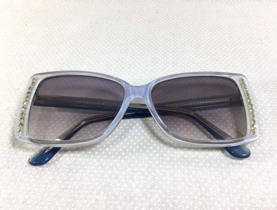 1970s Guy Laroche Rhinestone Blue Translucent Sung