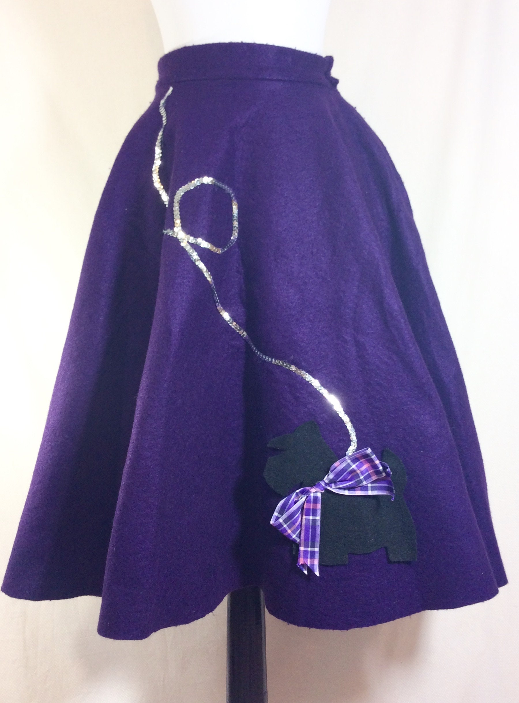 Vintage Purple Felt Poodle Skirt Costume with Black Terrier Etsy