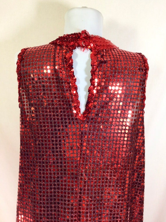1990s Ruby Sequin Dance Dress with Keyhole Back N… - image 10