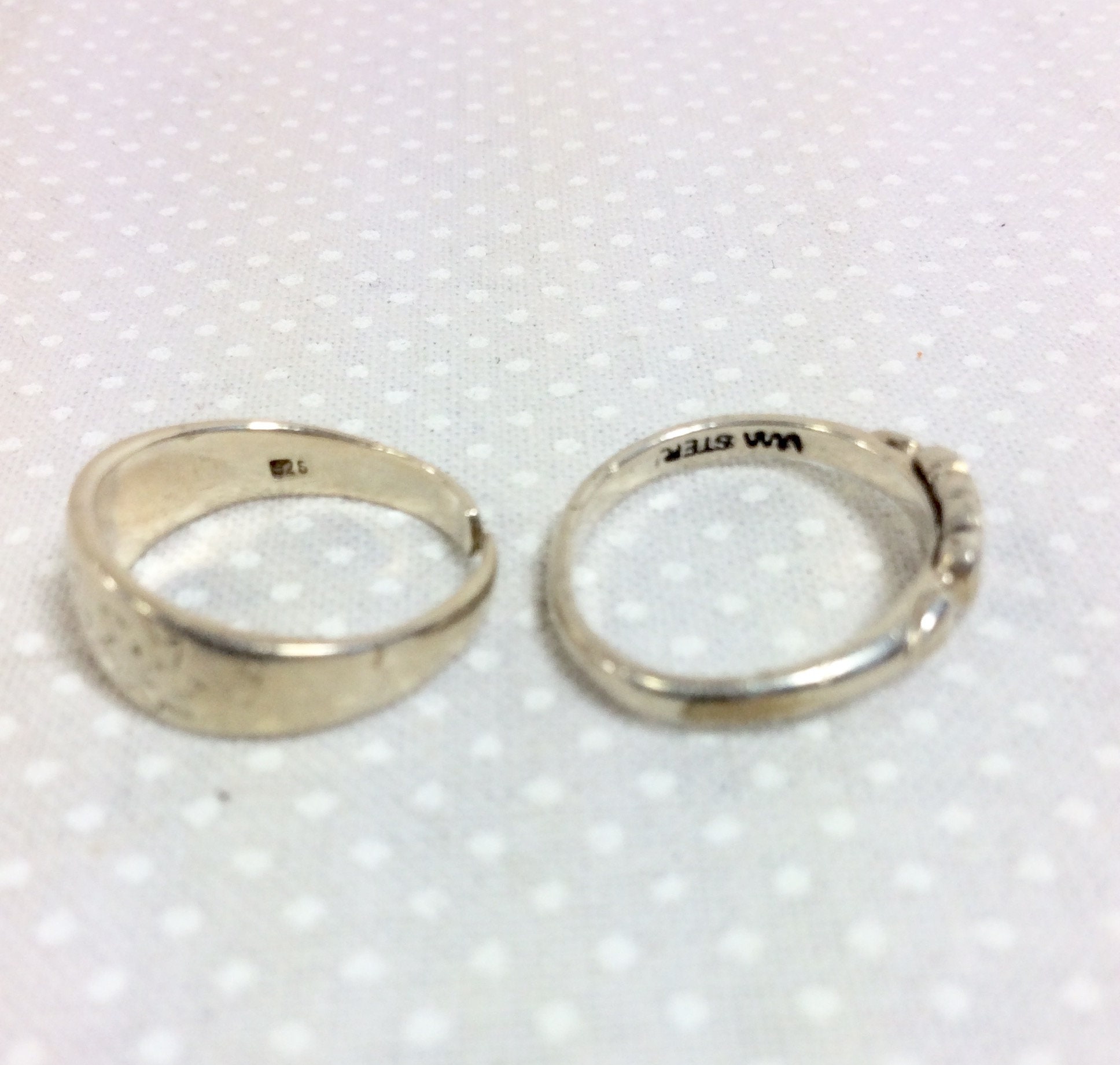 1990s Set of 2 Sterling Silver 925 Pinky Rings with Turquoise Inlay