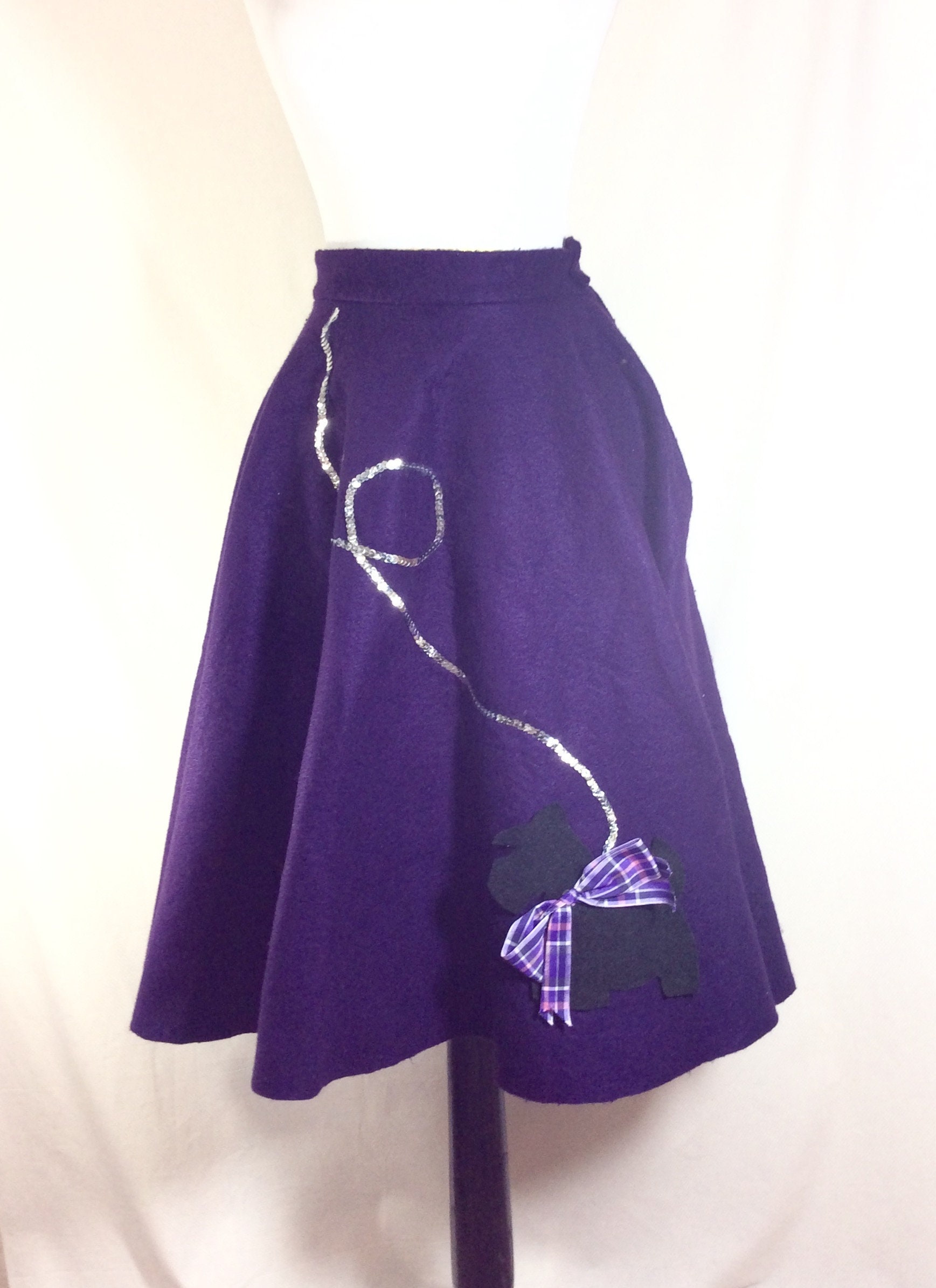 Vintage Purple Felt Poodle Skirt Costume with Black Terrier Etsy