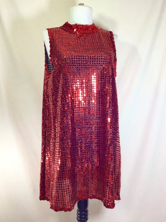 1990s Ruby Sequin Dance Dress with Keyhole Back N… - image 7