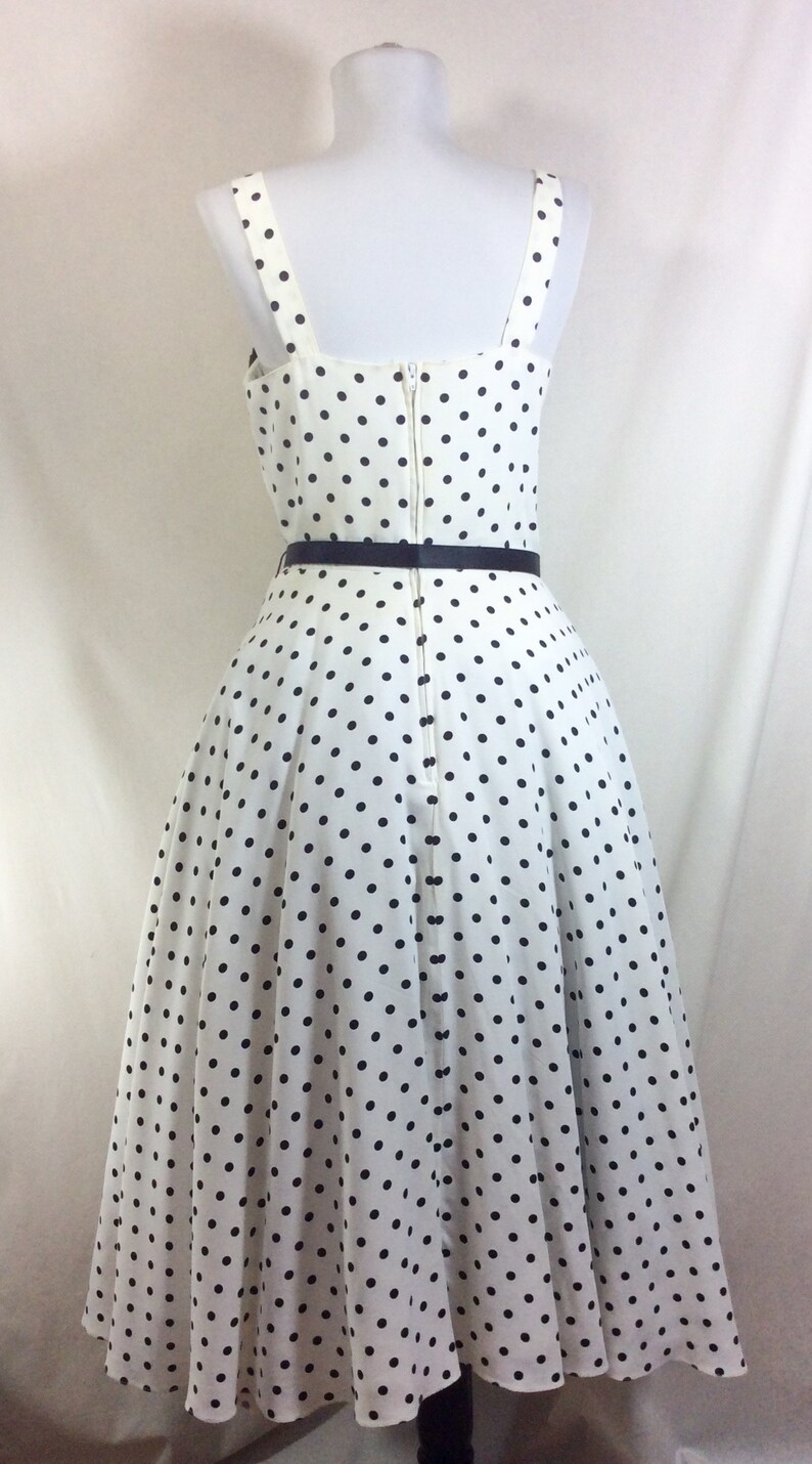90s Does 50s Pin up Polka Dot Belted A-line Dress With Black | Etsy