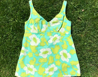1960s Surf Girl Fitted Tank with Empire Waist size S