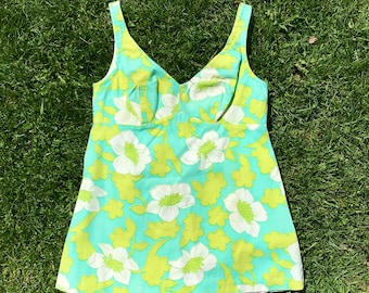 1960s Surf Girl Fitted Tank with Empire Waist size S