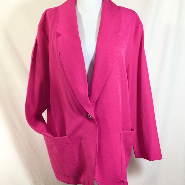 1990s Oversized Magenta Blazer with POCKETS and Gold Button size M/L