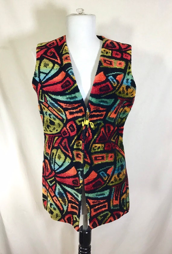 1960s Groovy Boho Tapestry Vest size S/M - image 5