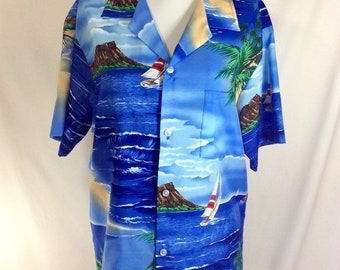 1980s Hawaiian Shoreline Short Sleeve Button Up Shirt size M