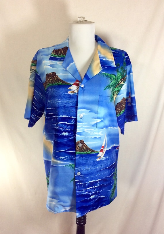 1980s Hawaiian Shoreline Short Sleeve Button Up Sh