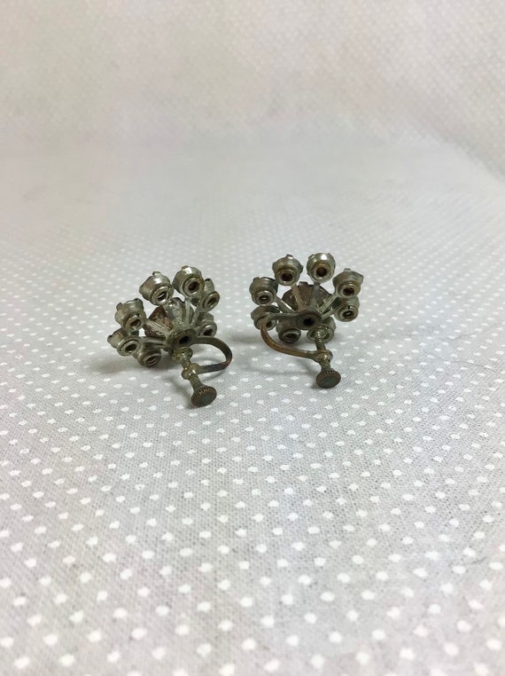 Lot of 3 Pairs 1960s Rhinestone Daisy Screwback E… - image 5