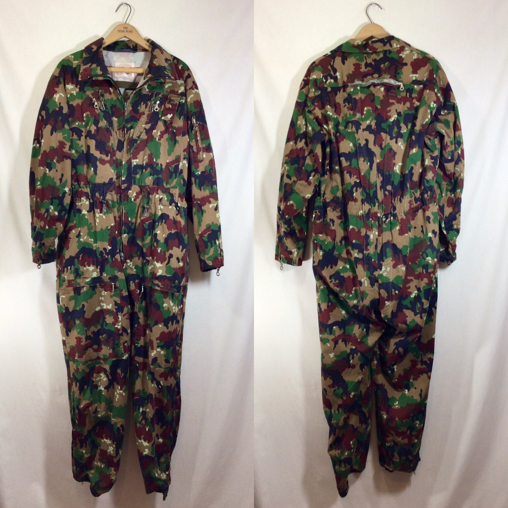 Vintage Swiss Camo Army Zip Jumpsuit with Pockets size L(w) S(m)
