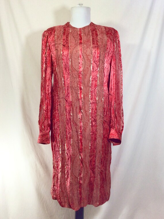 1960s Adele Simpson Metallic Floral Dress