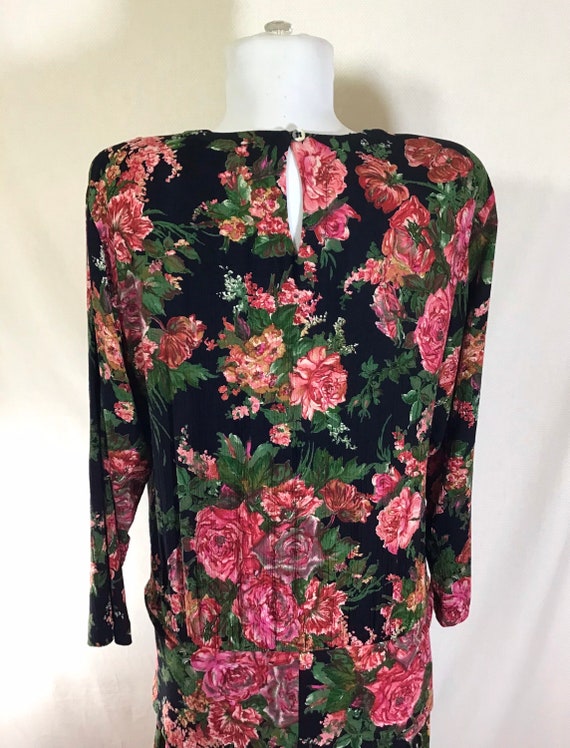 1990s Drop Waist Floral Rayon Long Sleeved Boho D… - image 8