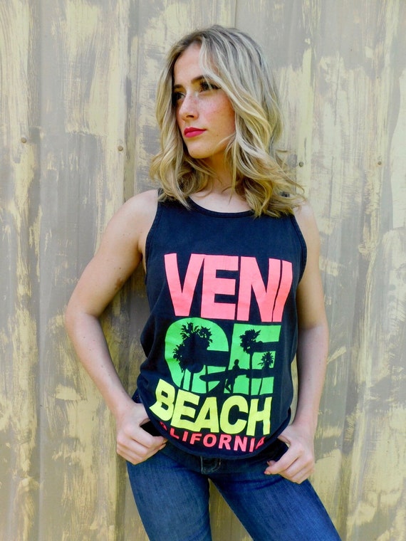 1990s Neon Venice Beach Graphic Muscle Tank size S