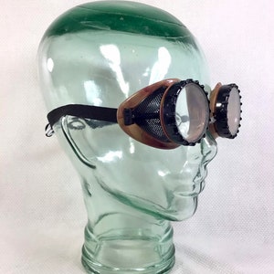 1940s Wilson Motorcycle Goggles with Mesh Sides and Elastic Strap