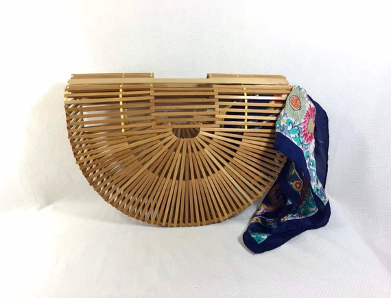 1950s Japanese Bamboo Boho Cage Purse - image 1