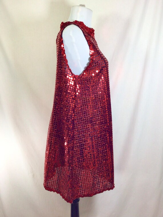 1990s Ruby Sequin Dance Dress with Keyhole Back N… - image 9