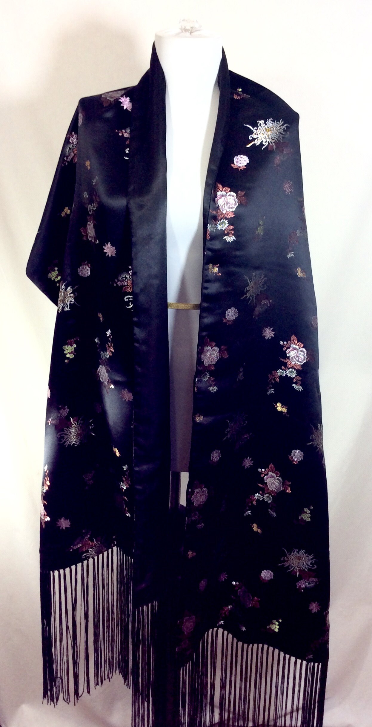 printed satin silk shawl