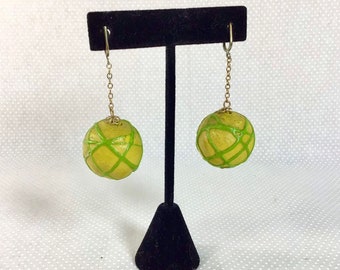 1960s Paper Sphere Bouncy Drop Screwback Earrings