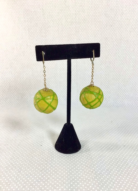 1960s Paper Sphere Bouncy Drop Screwback Earrings