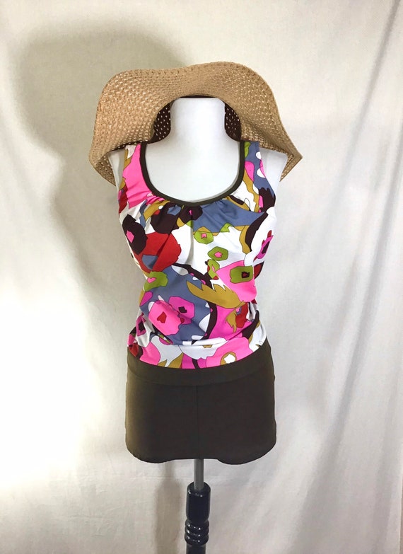 1960s Tankini with Coco Boy Shorts and Psychedelic
