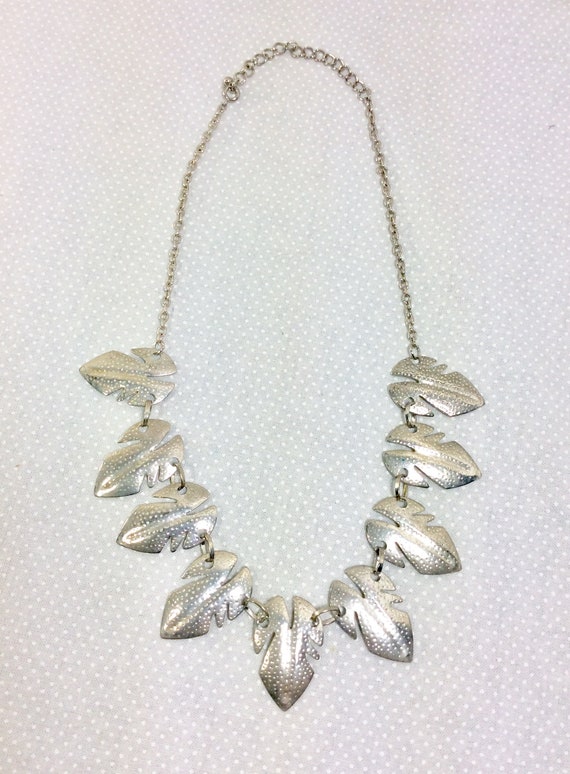 1960s Silver Leaf Embossed Mid Century Statement … - image 3