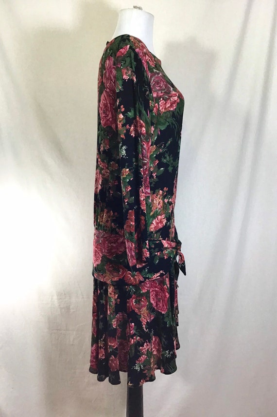 1990s Drop Waist Floral Rayon Long Sleeved Boho D… - image 5