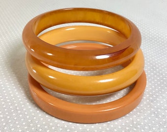 3 Vintage Bakelite Butterscotch Mix and Match Bangles