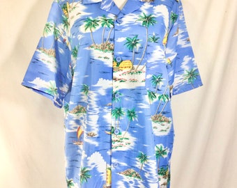 1970s Tropical Print Button-Up Shirt by “Islander” Men’s size M/L