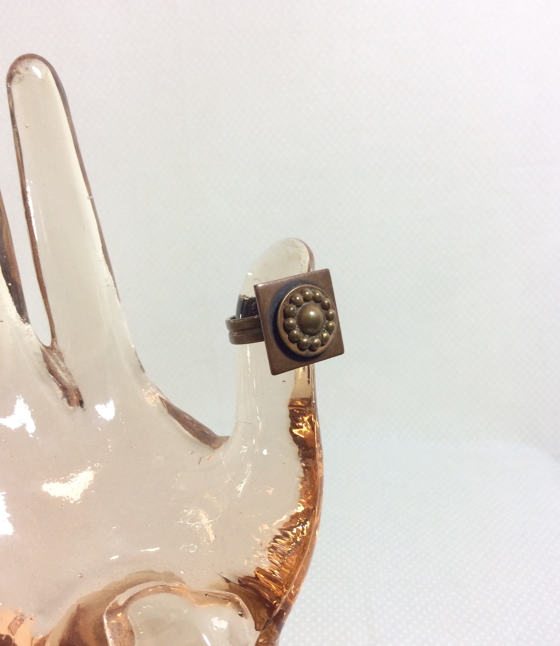 1970s Copper Square Studded Medallion Adjustable Ring | Etsy