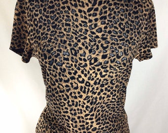 1990s Stretchy Sheer Leopard Print Top by “all That Jazz 1990s Stretchy Sheer Leopard Print Top by “all That Jazz