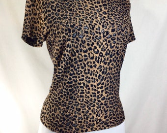 1990s Stretchy Sheer Leopard Print Top by “All That Jazz” size S/M