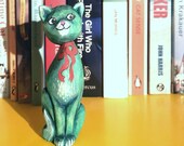Hand carved, painted and finished wooden vintage cat - One of a kind gift