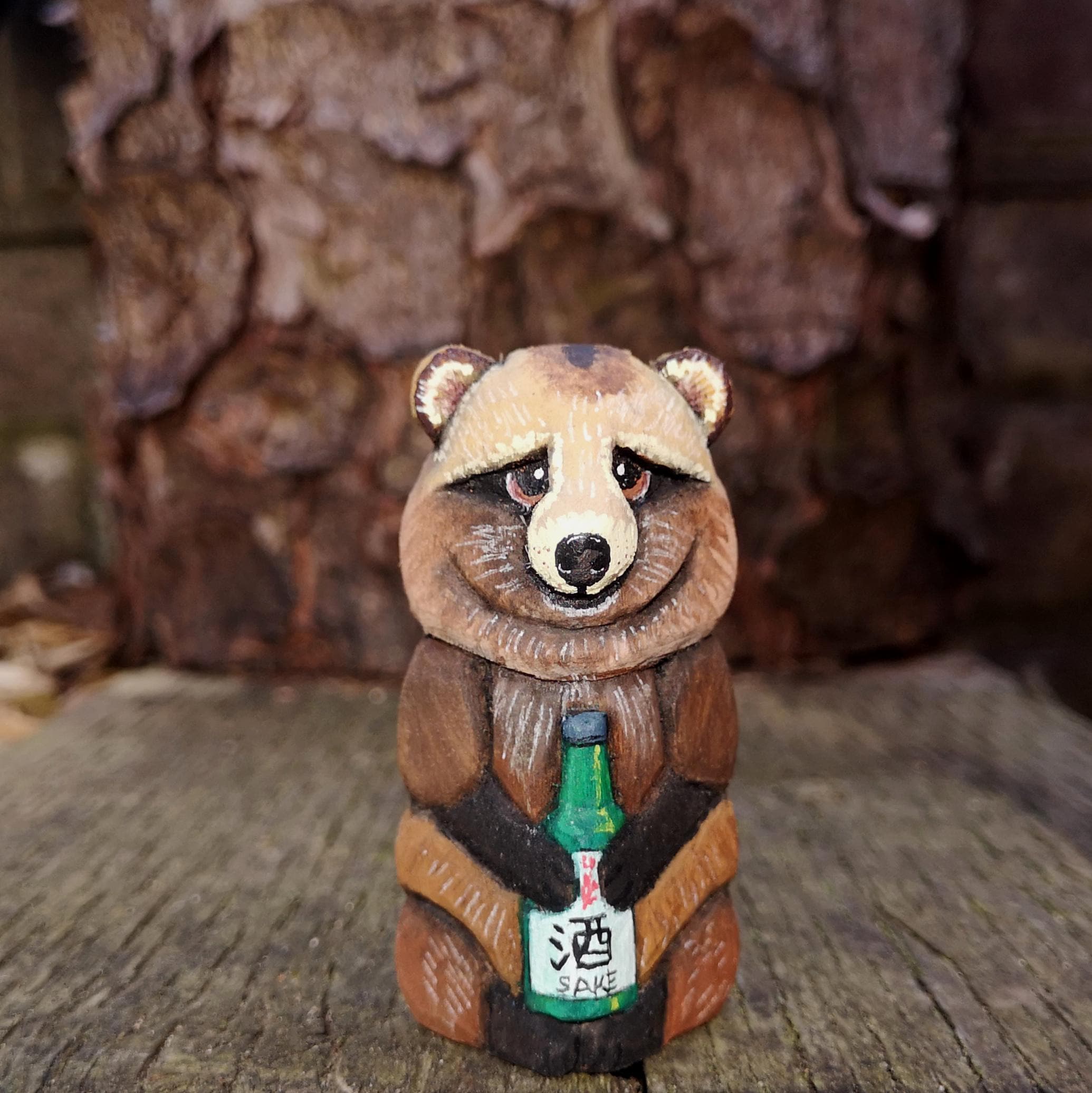 Tanuki wood carving - Etsy 日本