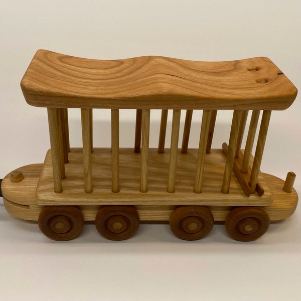 Circus train car toy for animals choo choo train circus car wooden train heirloom wood toy