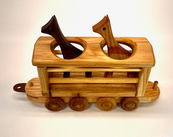 Giraffe Train Car: Heirloom Toy Handmade from Wisconsin Hardwood