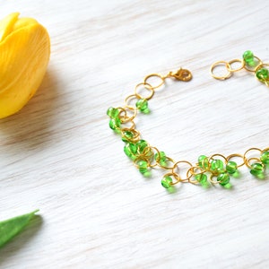 Green Bead Bracelet, Glass bead jewellery, Classic jewelry, Grandma gift, Mother daughter gift, Bridesmaid gift, Bronze anniversary, UK image 5