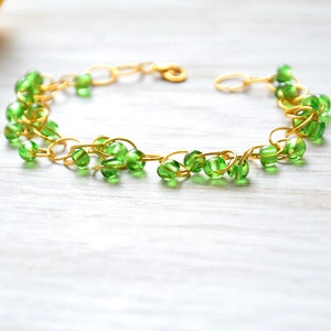 Green Bead Bracelet, Glass bead jewellery, Classic jewelry, Grandma gift, Mother daughter gift, Bridesmaid gift, Bronze anniversary, UK image 3