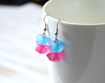 Sea glass earrings, Glass Jewelry, Pink Blue Earrings, Artisan Jewelry, Minimalist earings, Sea treasure, Save the ocean, Mothers day gift