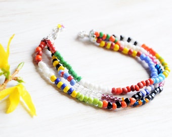 African Beaded Bracelet, African jewelry, Czech Seed Bead Bracelet, Multistrand bracelet, Boho beach jewelry, Friendship gift, Holiday gifts