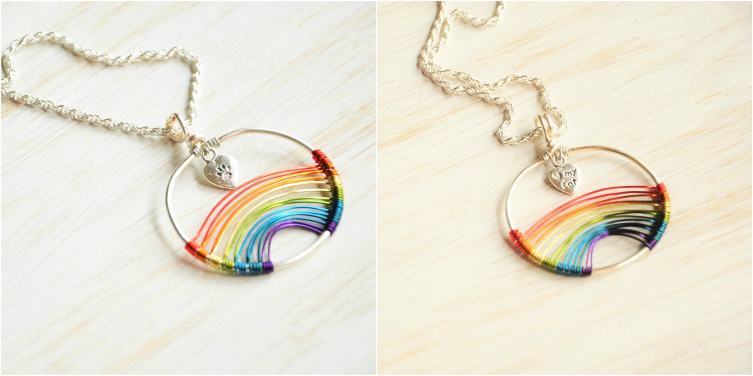 Rainbow Bridge Necklace Pet memorial Jewelry Pet Keepsake | Etsy