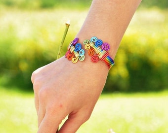 Rainbow Bracelet, Rainbow party gift, Arm Cuff, Rainbow Bridge, Rainbow Jewelry, Rainbow wedding, Friendship bracelet, Autism awareness, UK