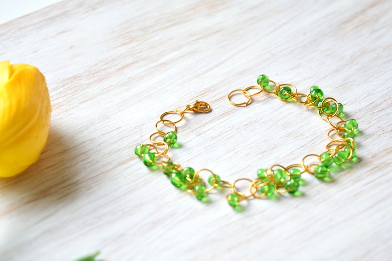 Green Bead Bracelet, Glass bead jewellery, Classic jewelry, Grandma gift, Mother daughter gift, Bridesmaid gift, Bronze anniversary, UK image 4