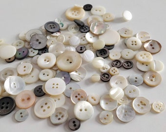 85g MOP buttons, 100+ Shell buttons, Mother of pearl buttons, Shiny buttons, Large buttons, Collectibles, Natural buttons, Jewelry making