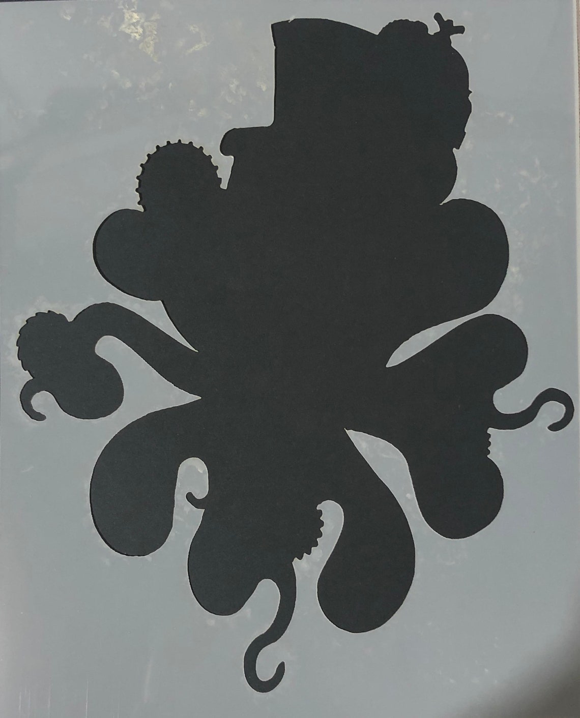 10 Mil Reusable Laser Cut Mylar Stencil Steampunk Octopus Skull for